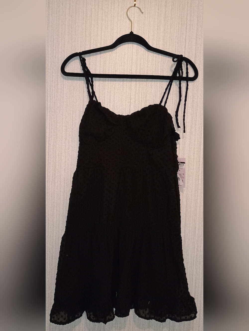 Black Mini Dress With Ruffle Hem - Picture 2 of 3
